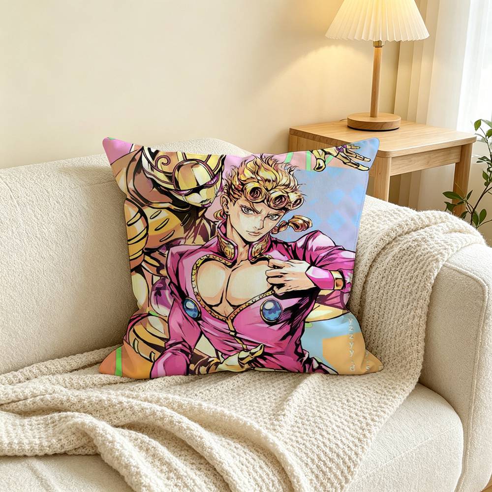 Anime J-JoJos Giorno Giovanna Square Double-Sided printed Pillow Case Bedroom Bedside Pillow Sofa Cushion Cover