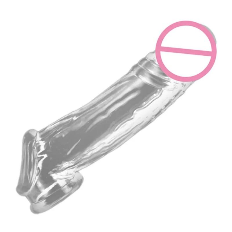 Elastic Penis Sleeve Condom Delay Ejaculation Penis Extender Enlarger Vagina Stimulate Cock Rings Sex Toys For Men
