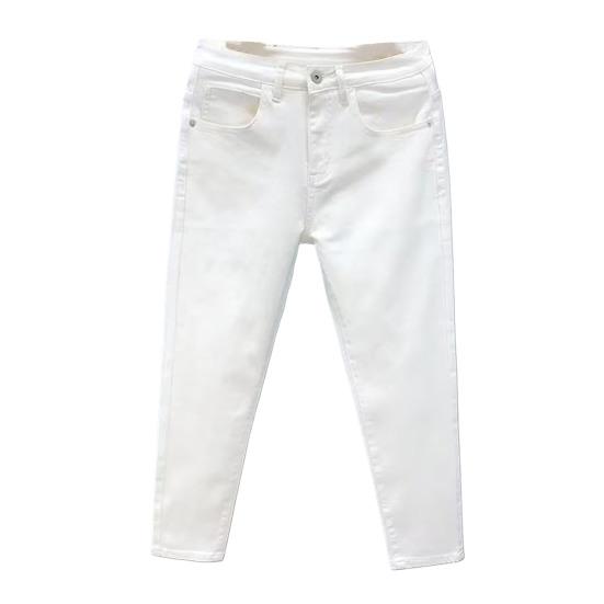 

Мужские джинсы на пуговицах на молнии, тонкие маленькие цветные джинсы, однотонные, с несколькими карманами, дизайн, эластичные джинсовые брюки 30 белый