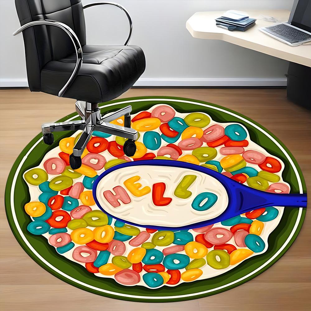 1pc Cereal Office Round Area Rug, Indoor Mat Suitable For Office, Under Office Chairs Bedroom Living Room Home Decor, Room Deco