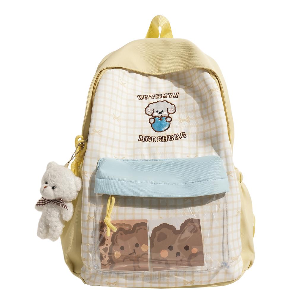 Schoolbag new middle school student schoolbag women's lightweight high-value ins sweet plaid contrasting color splicing backpack backpack