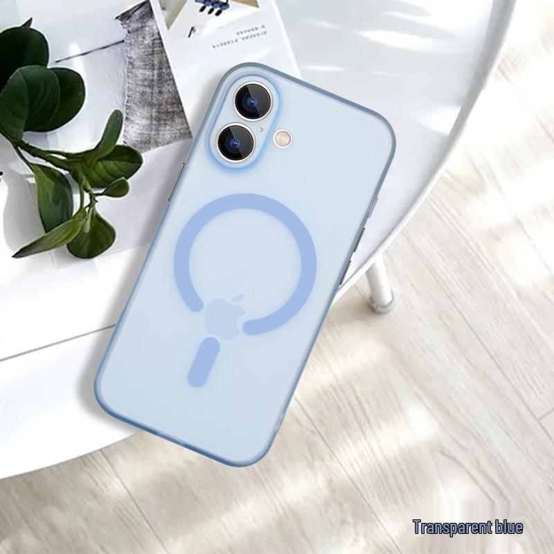Magnetic Ultra-Thin Frosted Case for iPhone 17 Pro Max - Drop-Proof Protection iPhone 17 Air синий/прозрачный