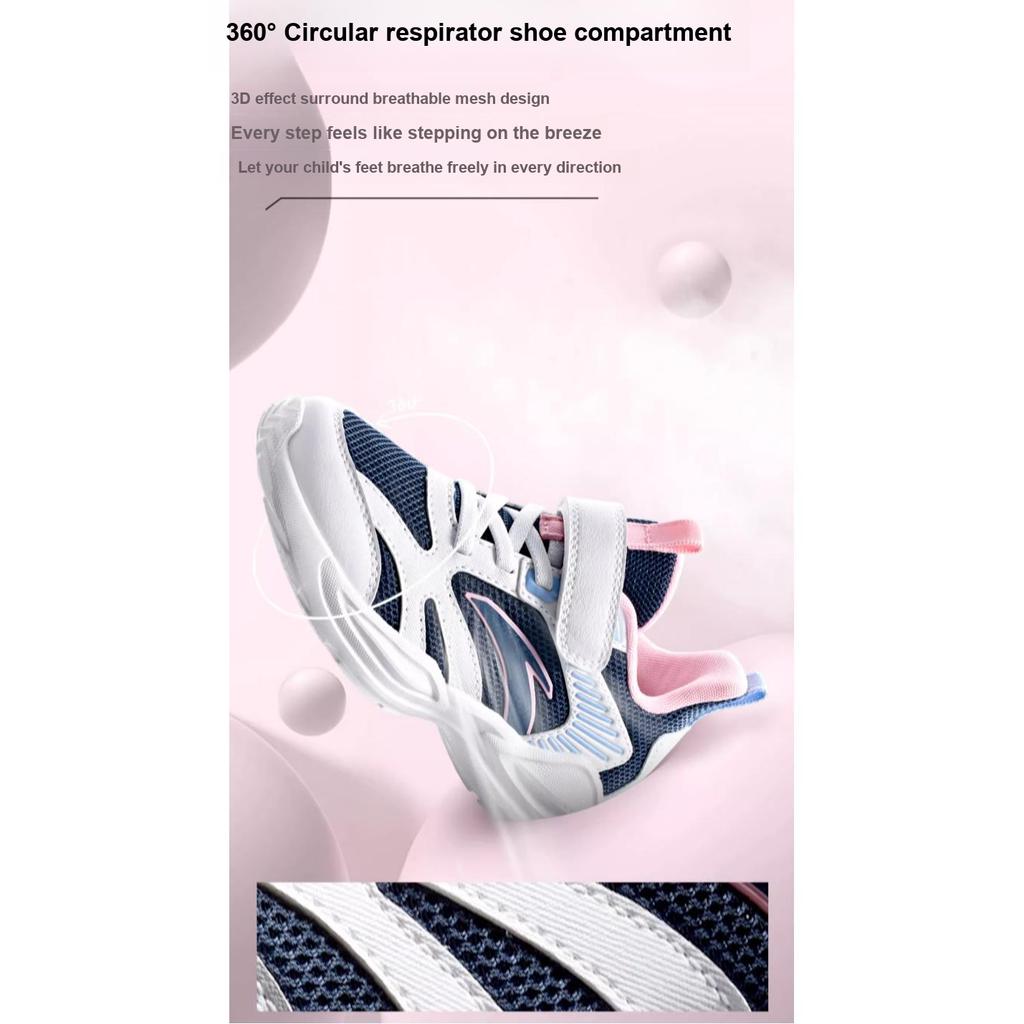 Anta Kinder Rutschfest Langlebig Low-Top Laufschuhe Kinder Sneaker Weiß Blau Rosa A22439952-2