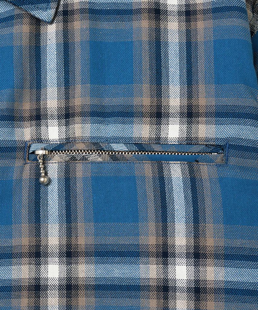 Annot Washed Check Zip-Up Jacket Blue