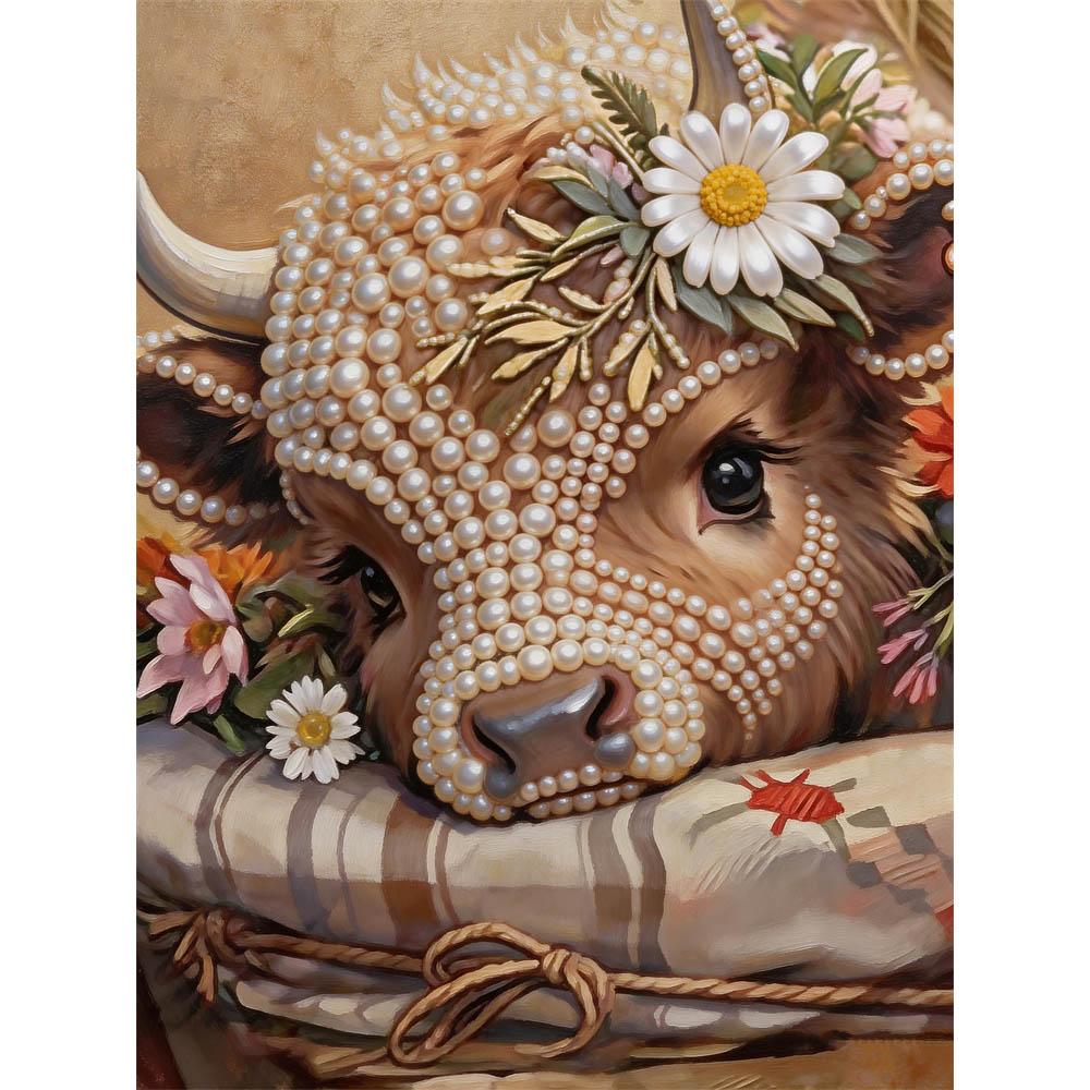 

Безрамный Милый Телёнок Жемчужная Картина Набор 30x40см Цветочный DIY Жемчужное Искусство Элегантное Искусство из Камней для Декора Стен Дома Идеально для Гостиной и Спальни 30x40cm