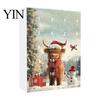 Decorative Acrylic Ornaments for Windows Doors Christmas Advent Calendar, 24 Day Countdown Box with Highland Cow Hanging Tree Pendants, Festive Decor,