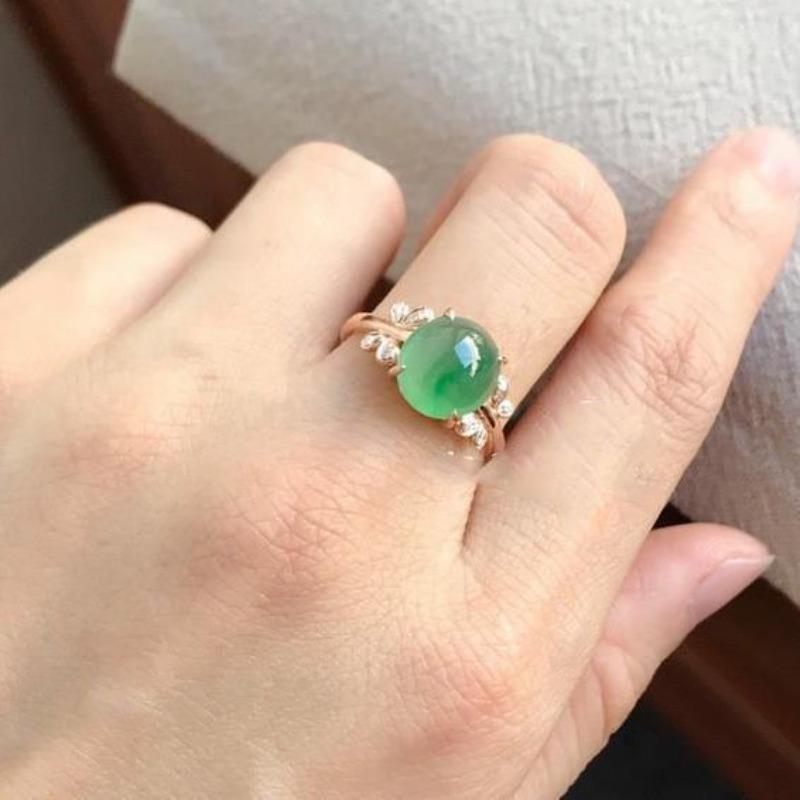 Vintage Classic Natural Chalcedony Green Rings for Women Retro Style Fashion New in Butterfly Ring Banquet Jewelry Gifts