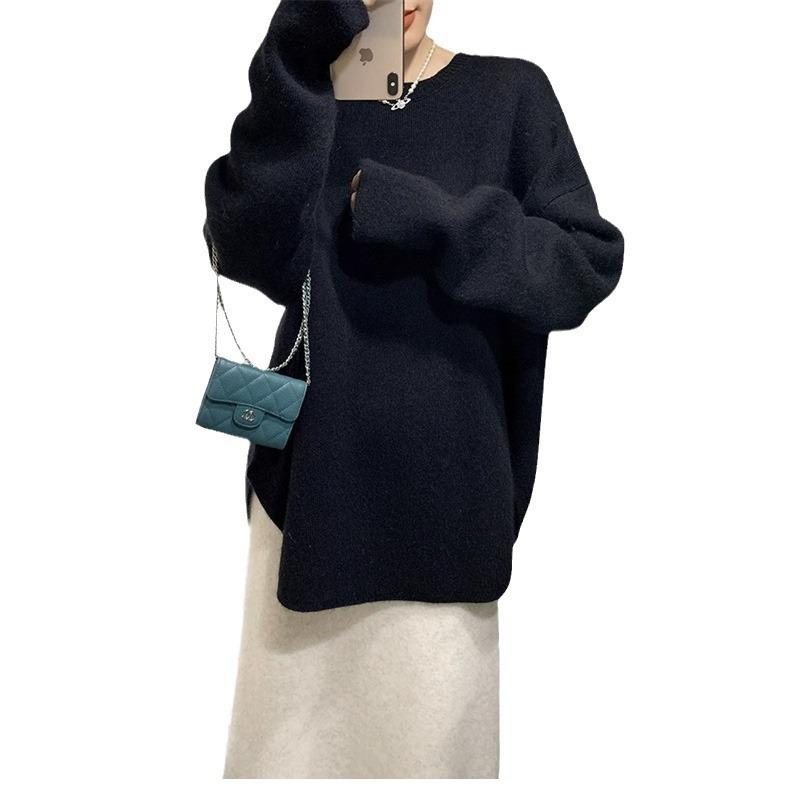 Autumn and Winter New Soft Waxy Gentle Wind Knitted Bottoming Shirt Inner Top Women's Loose and Thin Pullover Sweater Tide