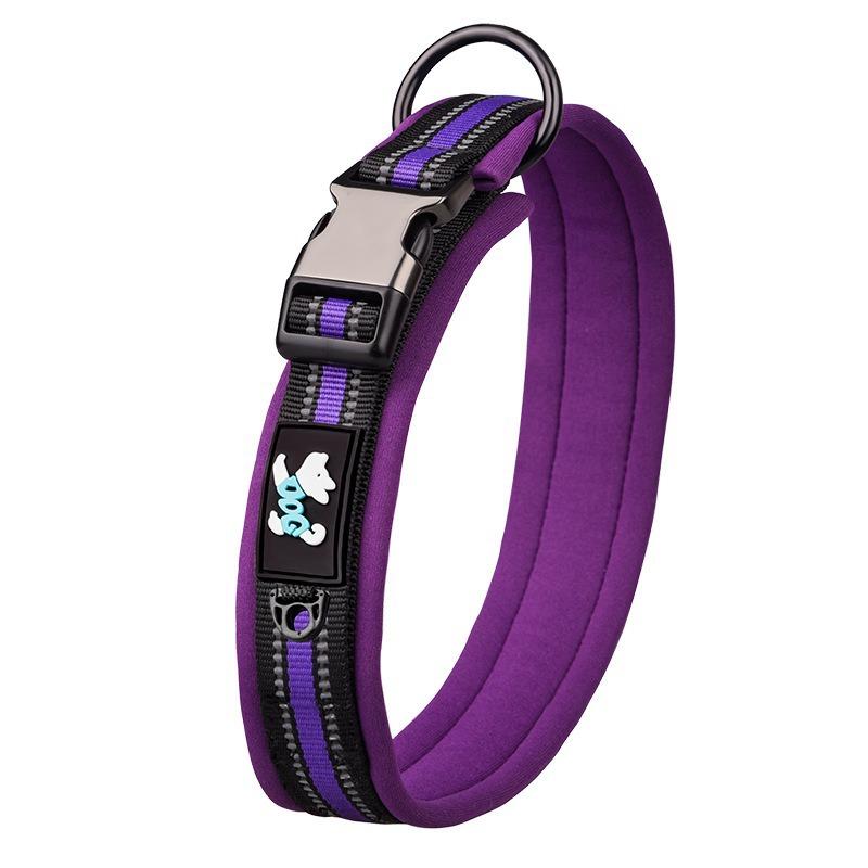 Pet Collar Adjustable Size Night Reflective Webbing Space Cotton Breathable Pet Collar