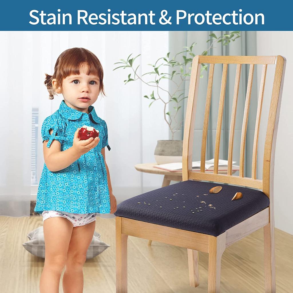 1Pcs Waterproof Chair Seat Cover Stretch Jacquard Chair Cover Dining Room Removable Anti-dirty Without Backrest Chair Protector