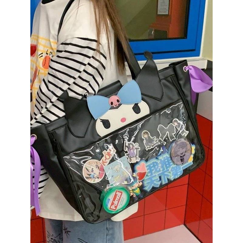 Kuromi Melody Cartoon Pvc Shoulder Bag With Large Capacity For Daily Use