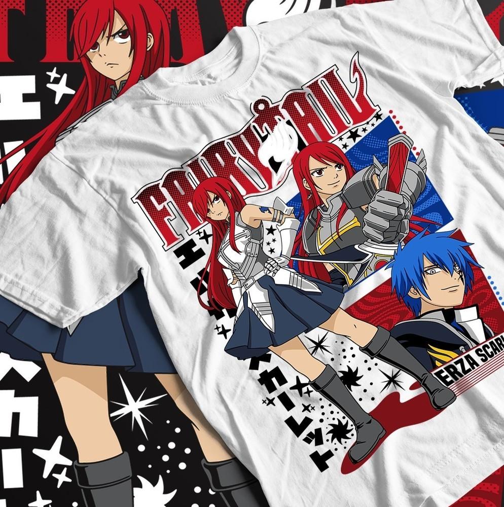 

Fairy Tail Anime Shirt, Unisex Tee Erza Scarlet Gray Fullbuster, Gajeel Happy, XL