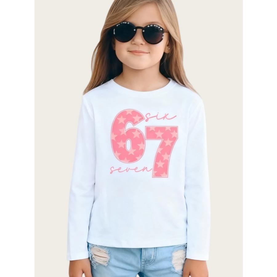 Meme 67 T-Shirt for Kids Funny Digital Print Autumn Long Sleeve Tees Loose Comfortable Tops Streetwear Y2k Children's Clothing