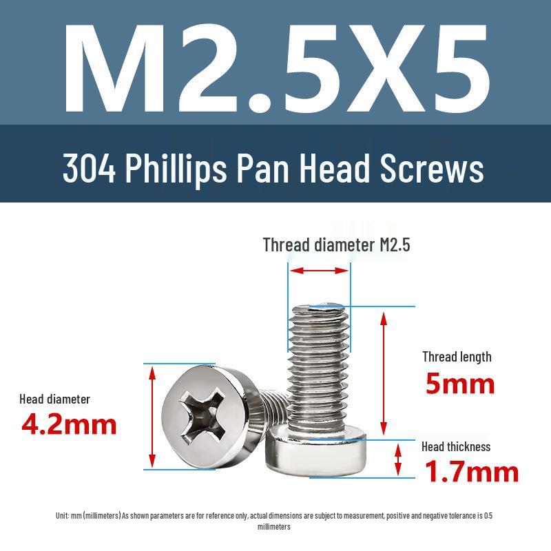 Yigu 304 Stainless Steel Phillips Round Head Machine Screws M2.5-M5