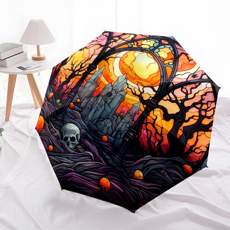 Gothic Stained Glass Castle Scene Wall Art Decor Umbrella Day Gift Y252
