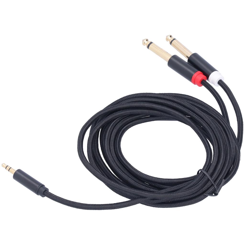 3683 Adapter Cable Cotton Woven Mesh 3.5mm Male to Dual 6.35mm Audio Tuning Speaker Adapter Cable3m 9.8ft