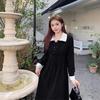 Autumn/Winter 2026 Women's Long-Sleeve Black Dress Set with Korean Style Long Skirt
