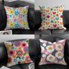Pillow Case Colorful Flowers Home Dorm Chair Back Short Plush Double-sided Printing Office Nap Time Cushion Cover