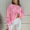 2025 Autumn/Winter Women's Loose Round Neck Solid Color Knit Cardigan Sweater