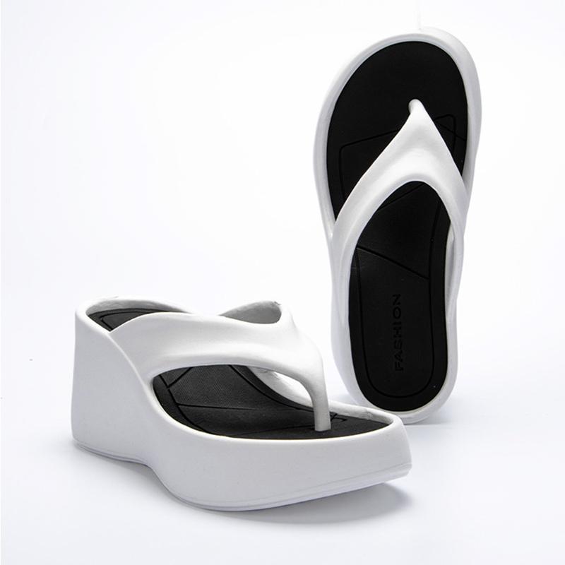 Pantofi cu platformă cu toc pană pentru femei, șlapi de vară cu deget între degete, sandale cu platformă pentru femei, culori mixte, antiderapanți, cu toc gros, papuci