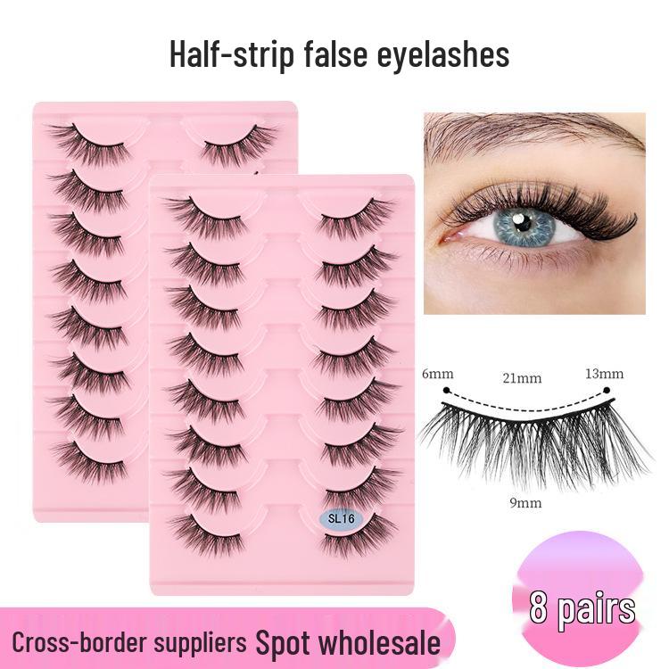 

Extended Outer Corner Half-Eye False Eyelashes with Black Stem