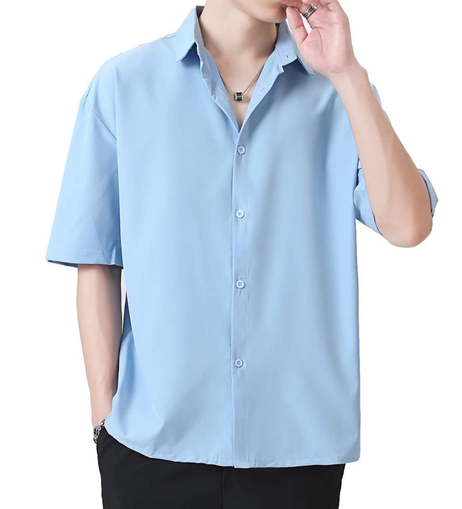 COMOOS Short Sleeve Casual Loose Solid Plus Sizes Men's Shirt, Summer, Fit, Color, Stylish,