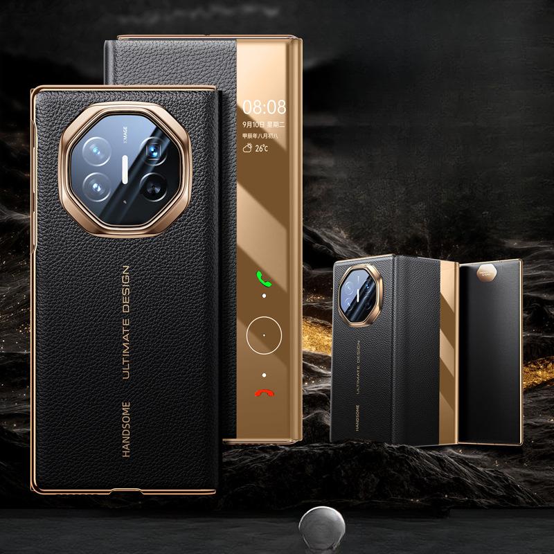 Suitable for Huawei Materialxt Mobile Phone Case Triple Folding Smart Window Magnetic Absorption Anti-fall Business Leather Case