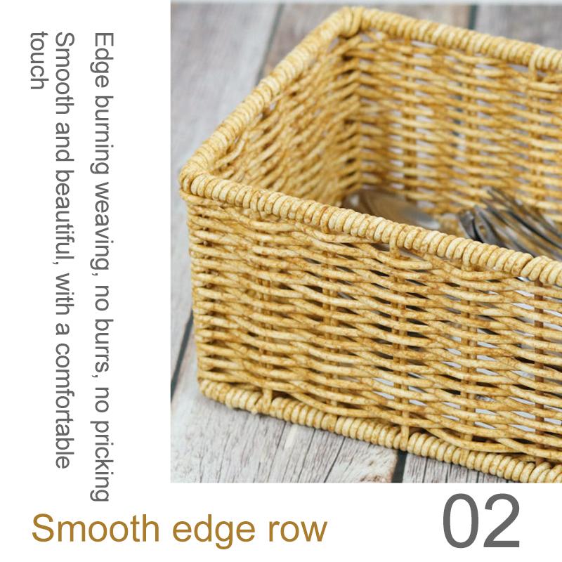 1Pc PP Removable Hand-woven Practical Storage Basket Simple Storage Case Desktop Organizing Box Imitation Rattan