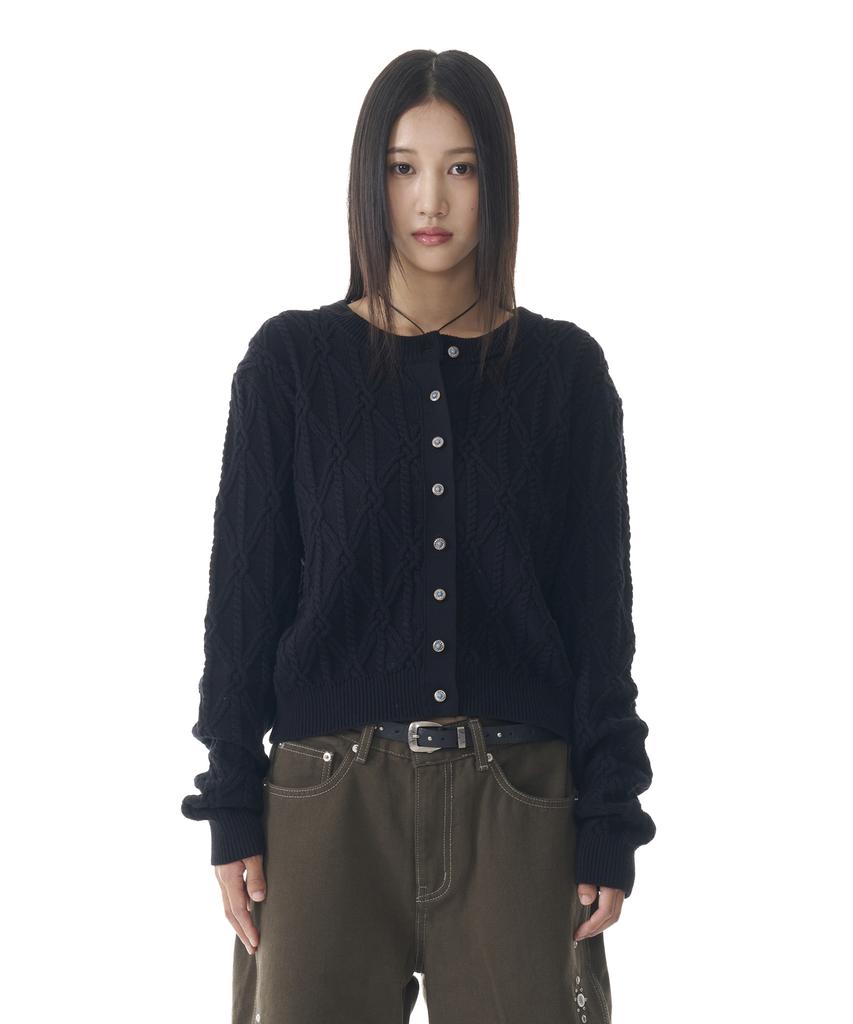 Aakam Sun Button Pattern Cardigan (Black)