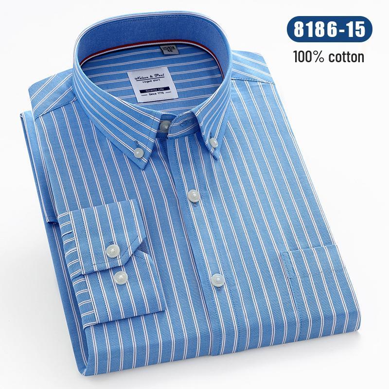 Men's Long Sleeve Striped Oxford Button-Down Shirt - New Color
