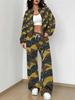 Retro Pattern Autumn and Winter New European and American Women's Clothing Rose Printing Suit Women