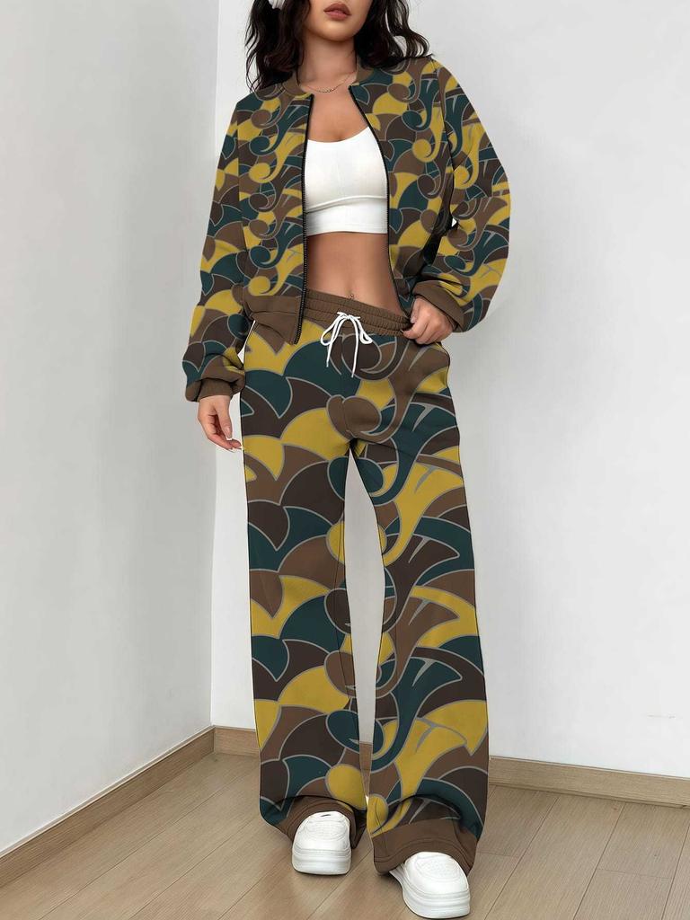 Retro Pattern Autumn and Winter New European and American Women's Clothing Rose Printing Suit Women