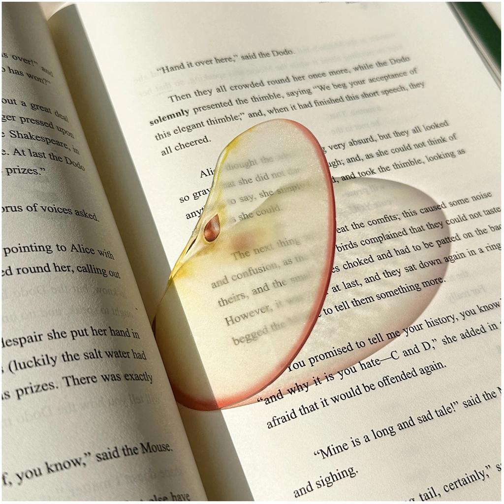 1pc Delicate Transparent Acrylic Simulation Apple Bookmark Reading Mark Student Gift Premium Feeling Cute Grape Tomato Bookmarks