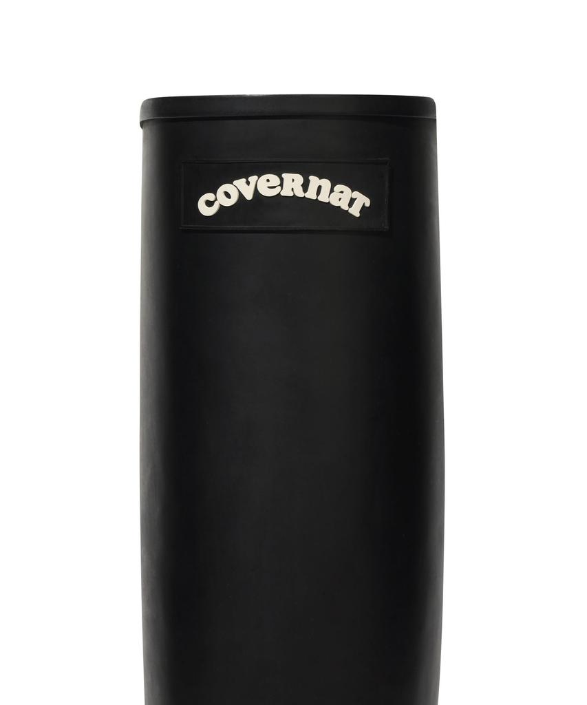 Covernat Woman Clover Heart Bag Lace-Up Rain Boots Long Black