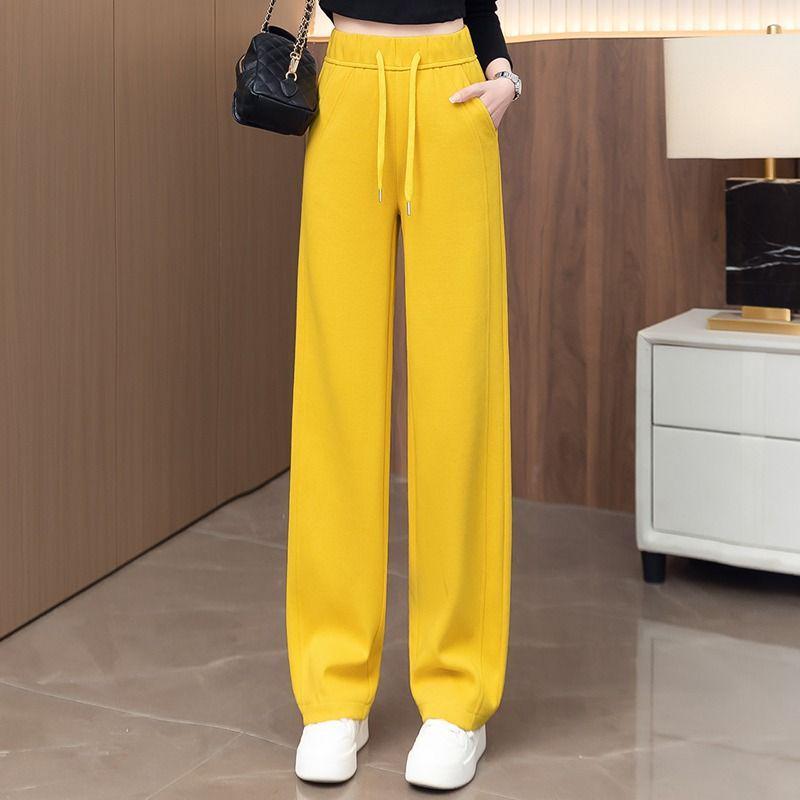 

Yellow Banana Women s Elastic High-Waist Wide-Leg Pants - Spring/Autumn 2025 Casual Drapey Style. M (90-105 jin) жёлтый