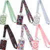 Heart-Shaped Love Mobile Phone Lanyard & Card Holder - Anti-Lost Polyester Strap for Access, Bus, Meal Cards, and Work Permit - Perfect for Couples.