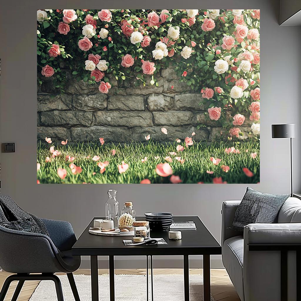 One piece: pink flower wall party decoration background garden natural scenery photography background wedding background