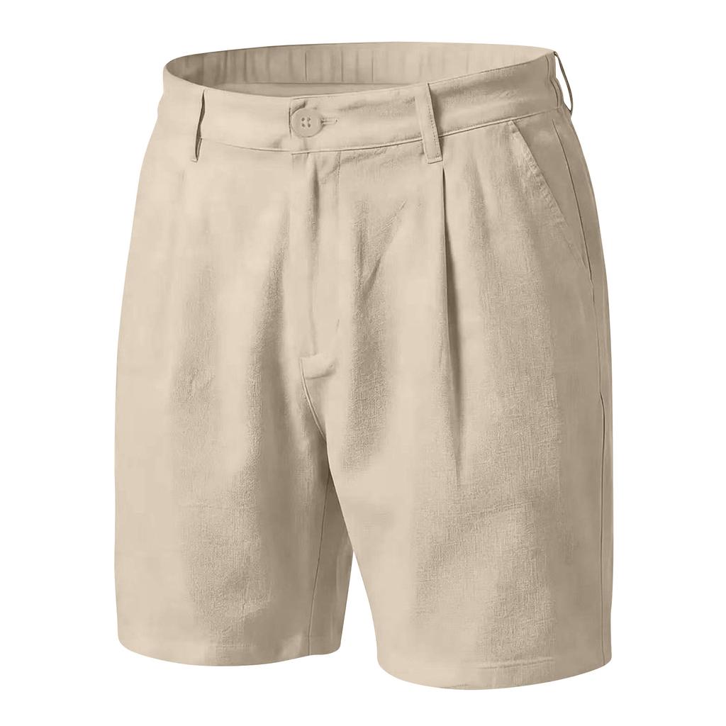 Men's Linen Casual Shorts for Summer - Lightweight Breathable Beach Vacation Shorts