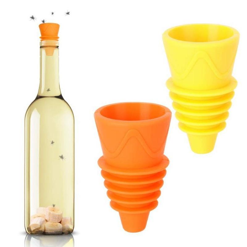 Flexible Flies Trap Funnel Reusable Silicone Pest Control Fruit Flies Catcher Killer Home Garden Kitchen Flytrap Fitting
