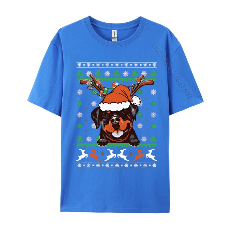 Classic Tshirt Ugly Christmas Rottweiler Reindeer Tshirt For Unisex Printed T Shirt Cotton Green And White Graphic T Shirt
