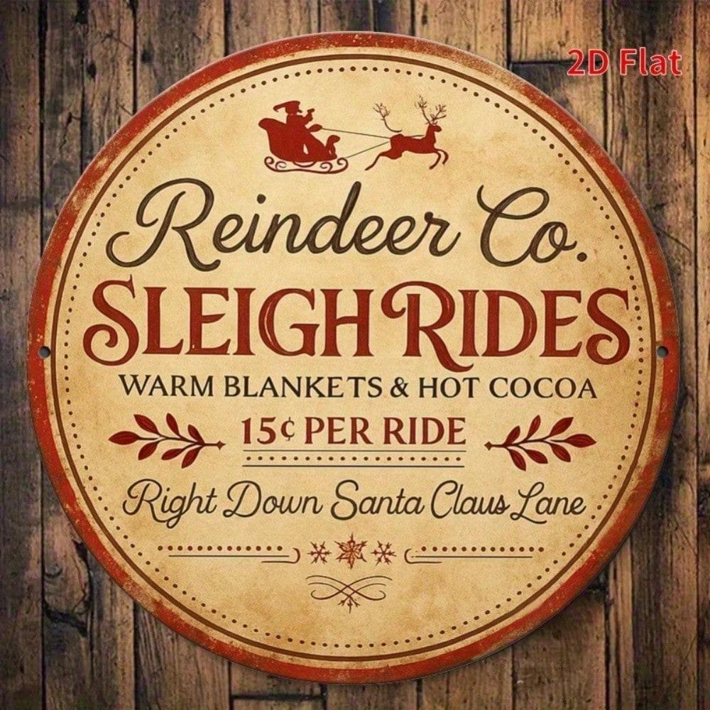 Vintage Reindeer Santa Claus Metal Sign Christmas Iron Wall Art 7.87x7.87 Inch 20x20 разноцветный