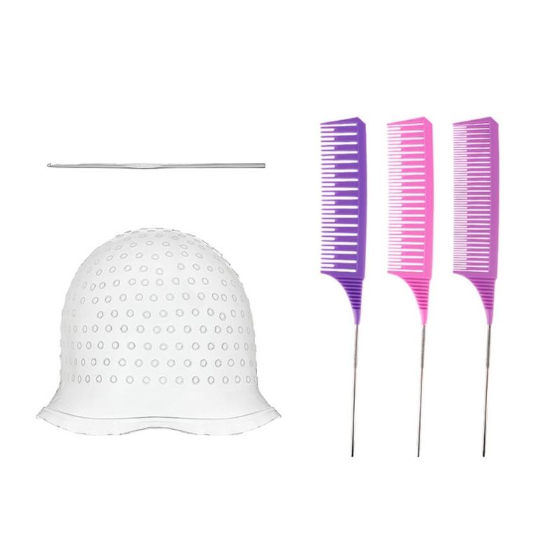 White Elastomer Hair Streaking Hat Expert Recyclable Highlighting Tool For Homestudio