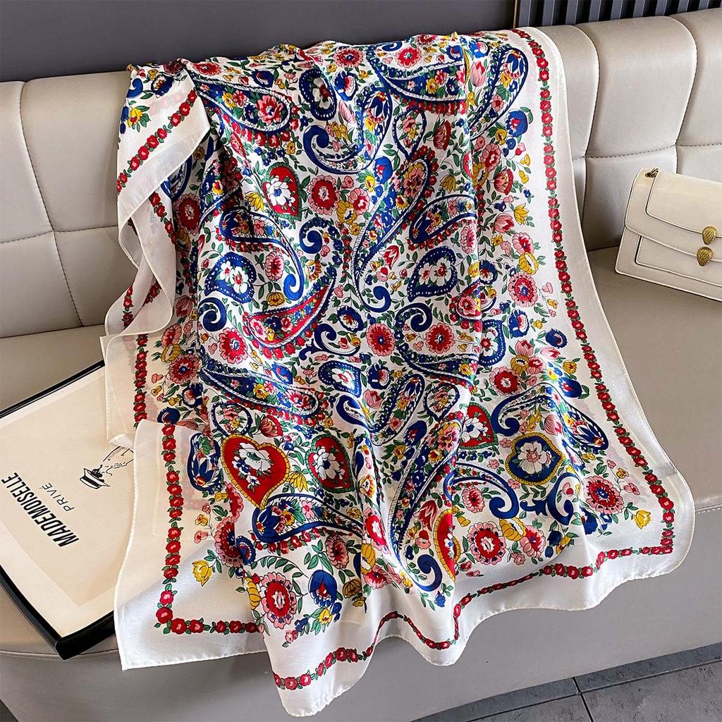 180*90cm Large Silk Satin Scarf Women Fashion Printed Scarf Spring And Summer Styles New Shawl Wrap Female Hand  NEW