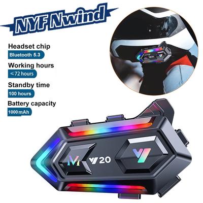 NYF Y20 Motorcycle Helmet Headset BT 5.3 Waterproof Wireless Headphones Voice Control Roise Reduction 16kinds Light