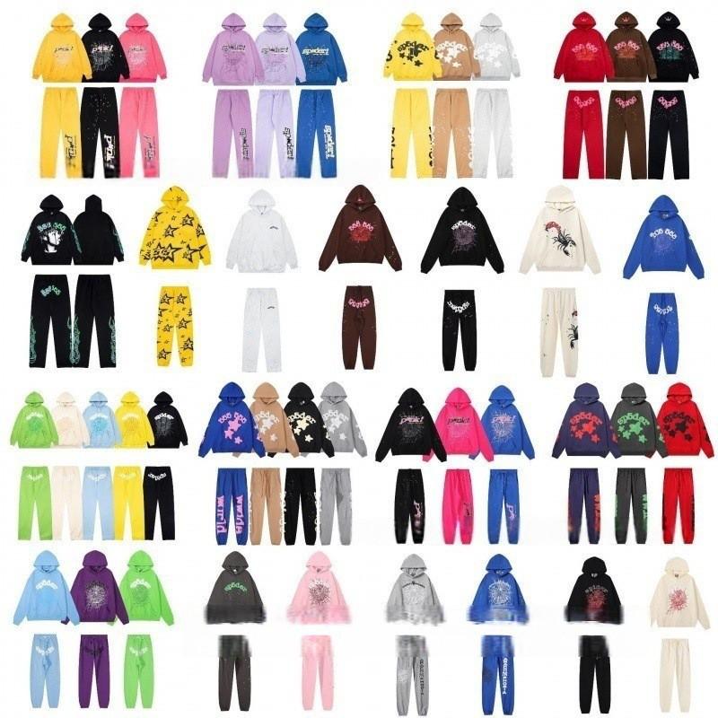 Sp5der Hoodie Unisex Oversized Cotton Pullover With Foil Letter Print Fall Casual Streetwear
