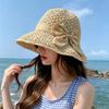 Elegant Bows Straw Hat for Women Breathable Summer Beach Hat Sun Protections Wide Brims Fisherman Cap