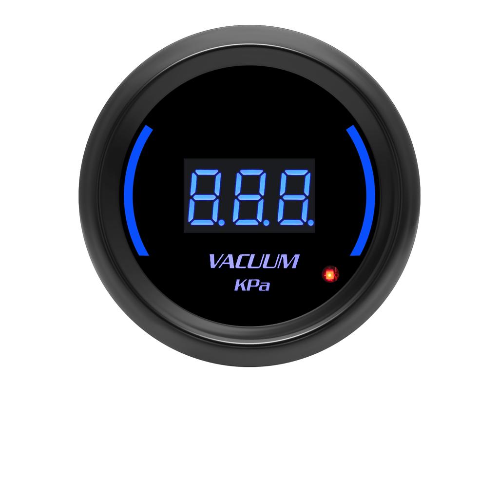 52mm Universal Gasoline Car Digital Vacuum Meter Sensor-1~0 Kpa Smoke Lens Blue LED Vaccum Gauge Black With Warning Light 12V
