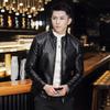 Men's coat trend slim fit versatile spring and autumn new pu leather jacket stand-up collar locomotive jacket men's top coat men's
