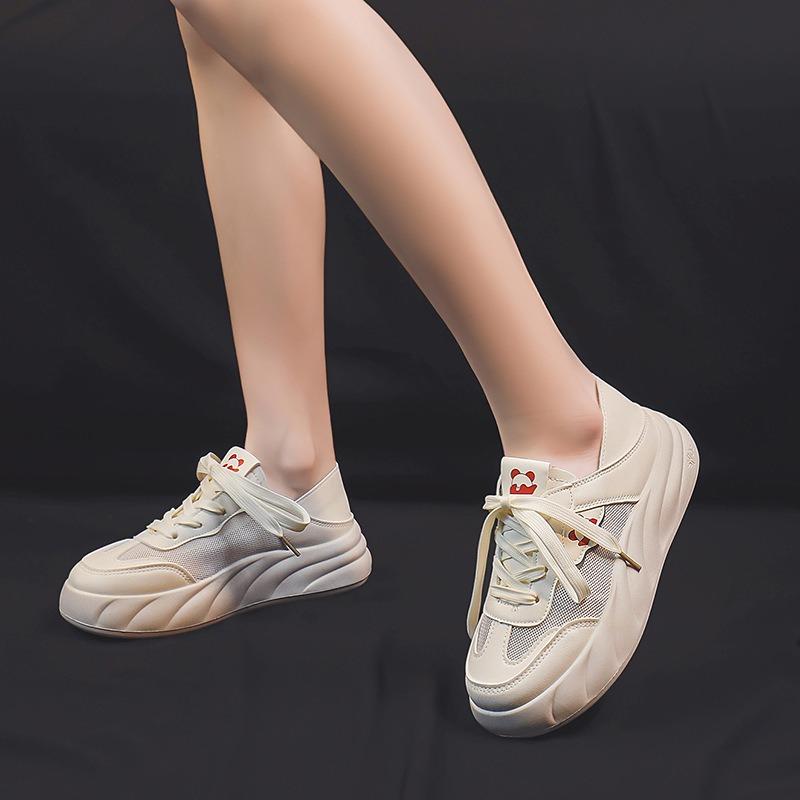 Little White Shoes Women's Summer Mesh Breathable Shoes Women's Shoes Student Casual Shoes Hollow Flat-soled Single Shoes