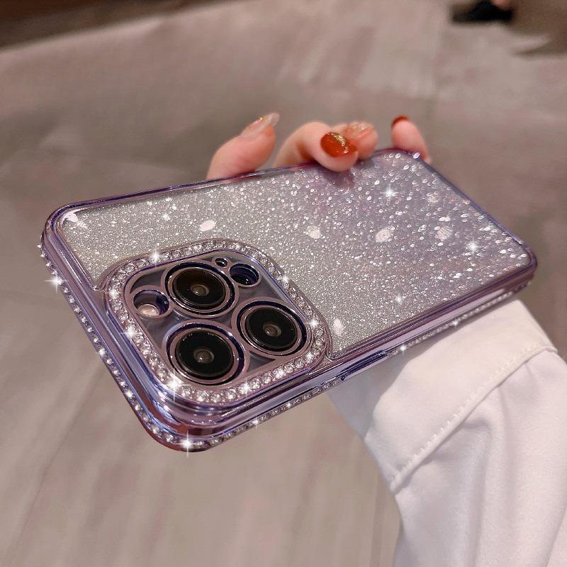 Anwendbar auf IPhone16proMax Blitzpulver Farbverlauf Handyhülle Strassstein Apple 14 Göttinnenmodell 15 Sturzsichere Schutzhülle